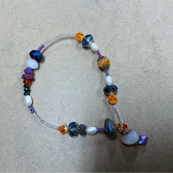 Amy Leiner Ankle Bracelet with Swarovski Crystals & Fresh  Pearls Anklet - Picture 1 of 6